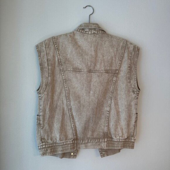 Elan Beige Wash Denim Jean button up Vest - Picture 5 of 13